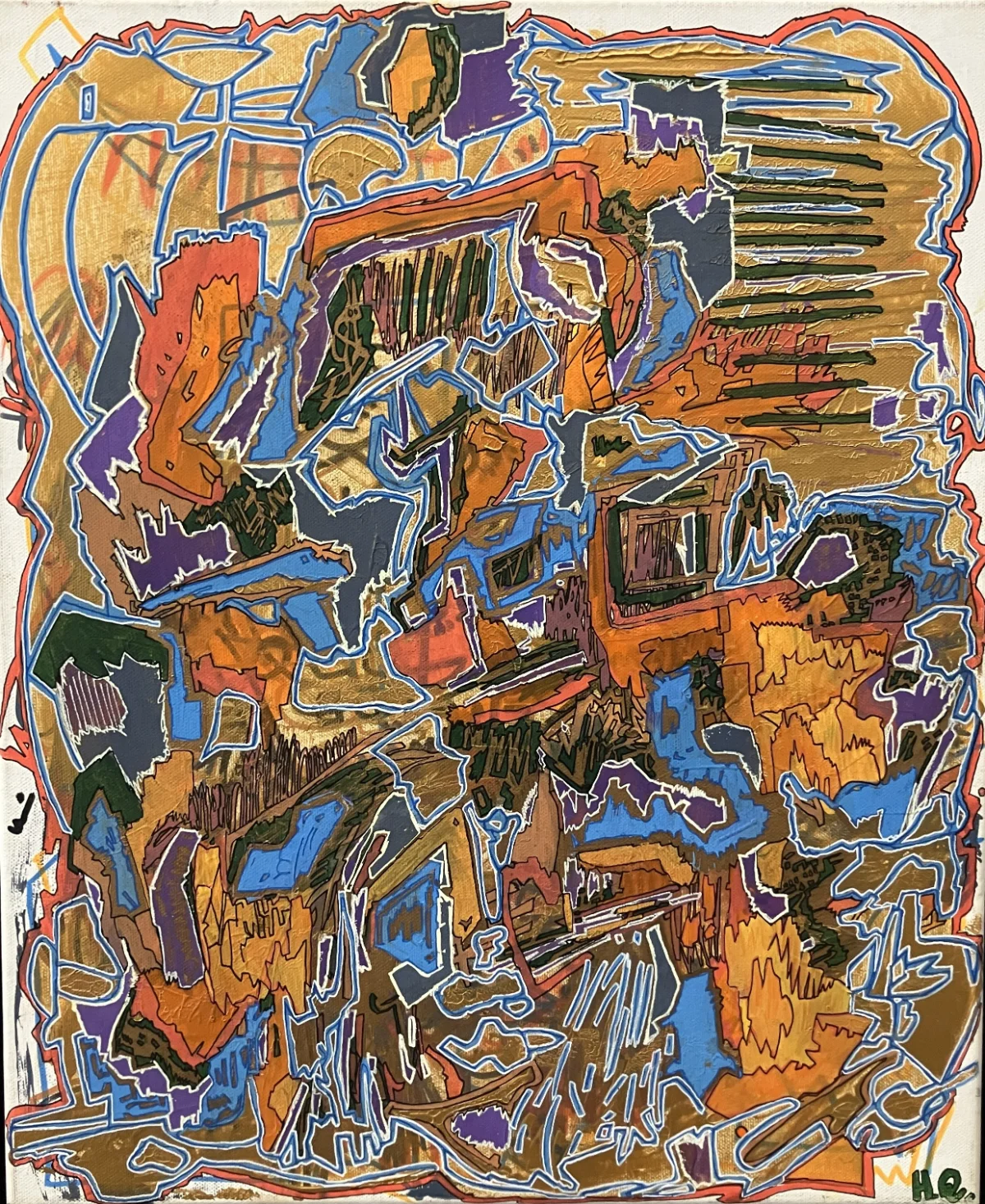 Vibrations - Acrylique et marqueurs sur toile