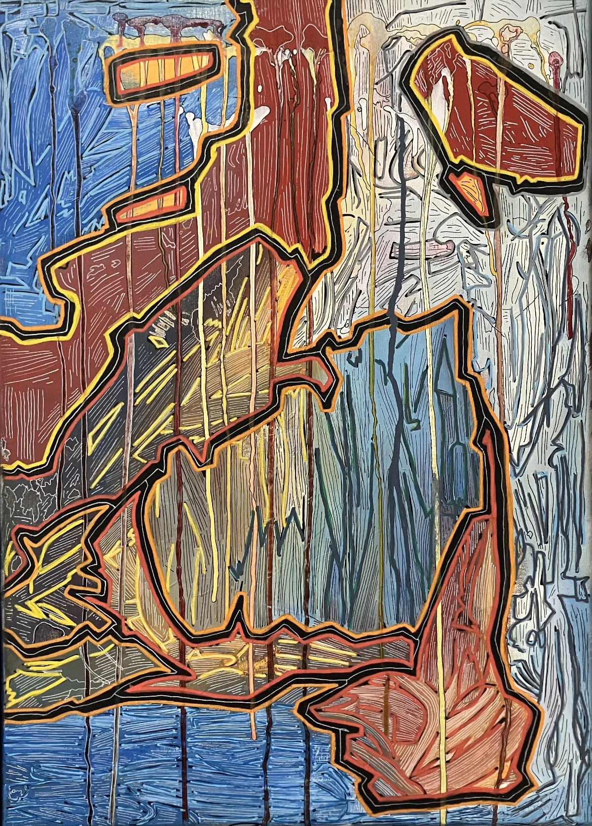 Averse, Acrylique et marqueurs sur toile