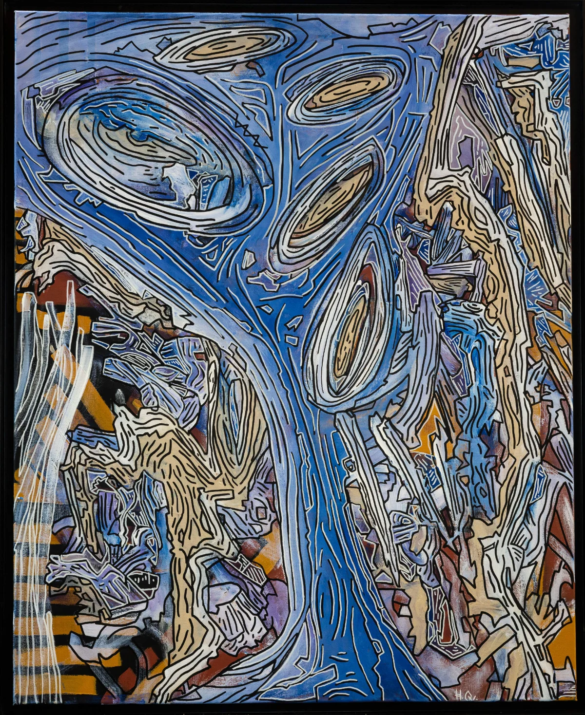 Be Water - Acrylique et marqueurs sur toile